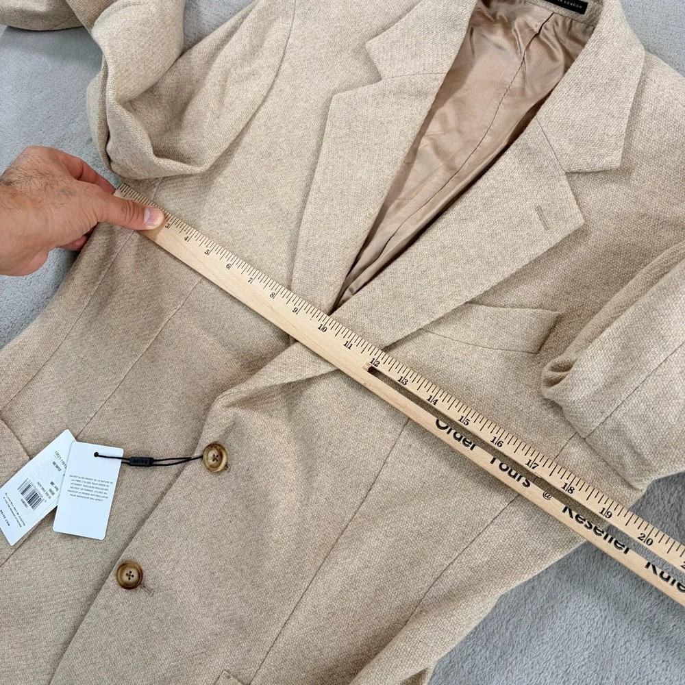REISS Deal Stand Alone Wool-Blend Textured Blazer Jacket Beige Men 38R NWT $540
